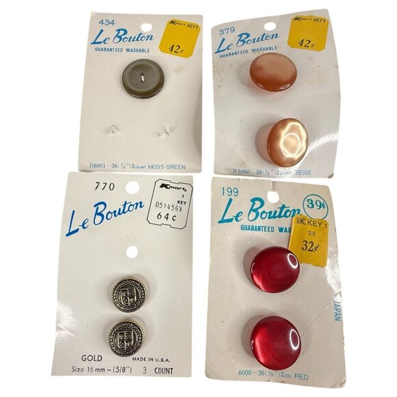 VTG Le Bouton Buttons Various Sizes & Colors 15 Cards Some Partial Some Complete - Picture 5 of 5